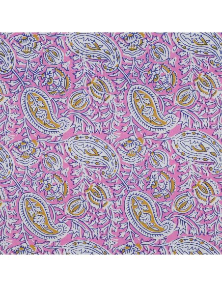 Tecido de algodão indiano block print Nalini - Rosa