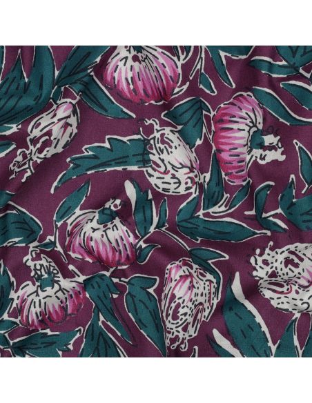 Tecido de algodão indiano block print Serina - Berinjela