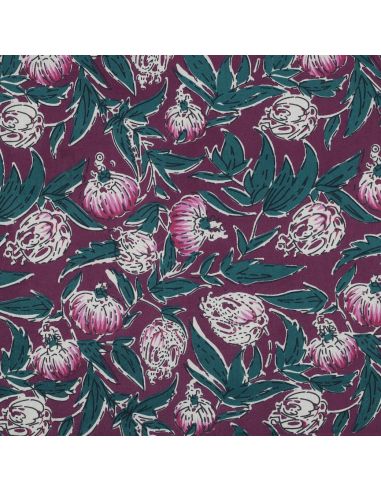Tecido de algodão indiano block print Serina - Berinjela