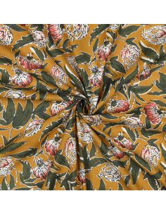 Tecido de algodão indiano block print Serina - Ocre