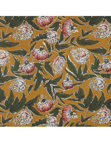 Tecido de algodão indiano block print Serina - Ocre