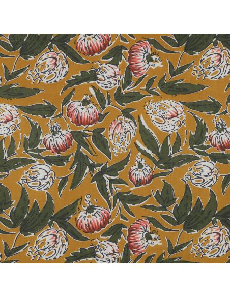 Tecido de algodão indiano block print Serina - Ocre
