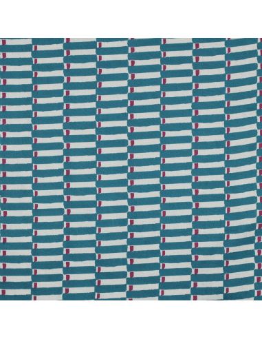 Tecido de algodão indiano block print Indra - Azul petróleo