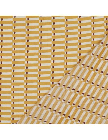 Tecido de algodão indiano block print Indra - Ocre