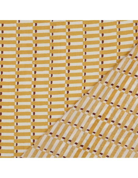 Tecido de algodão indiano block print Indra - Ocre