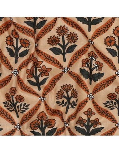 Tecido de algodão indiano block print Solenne - Cobre