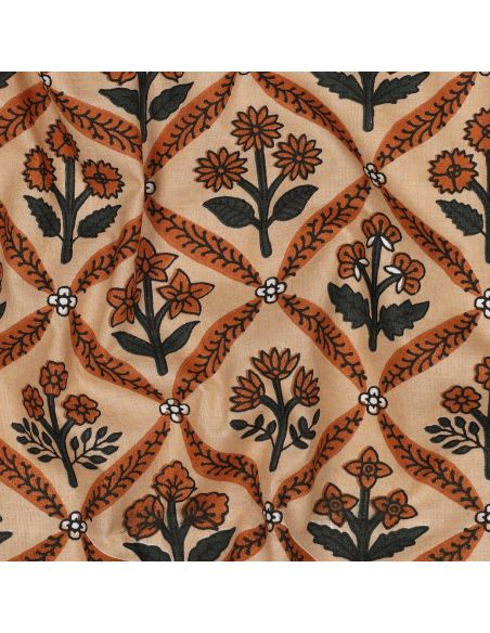 Tecido de algodão indiano block print Solenne - Cobre