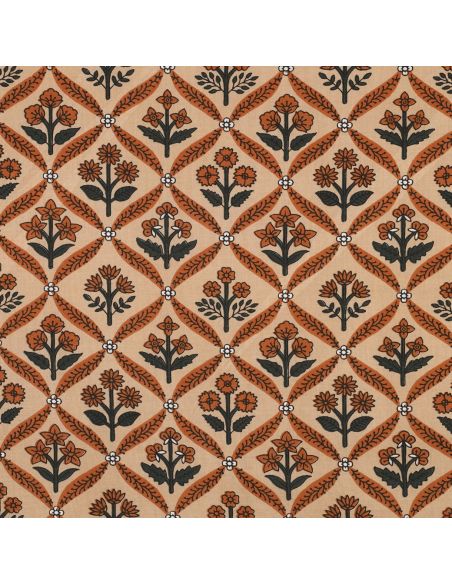 Tecido de algodão indiano block print Solenne - Cobre