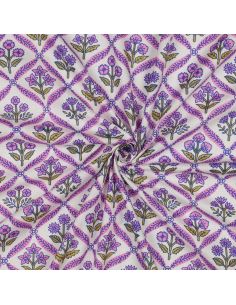 Tecido de algodão indiano block print Solenne - Rosa