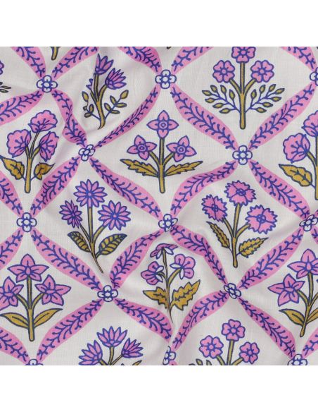 Tecido de algodão indiano block print Solenne - Rosa