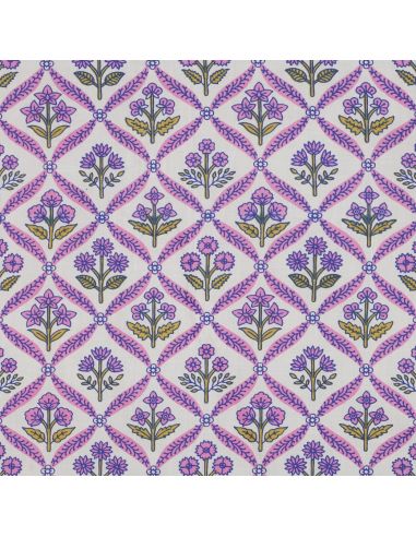 Tecido de algodão indiano block print Solenne - Rosa