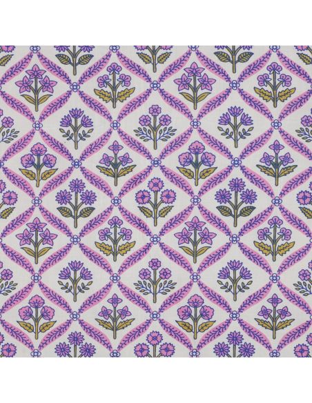 Tecido de algodão indiano block print Solenne - Rosa