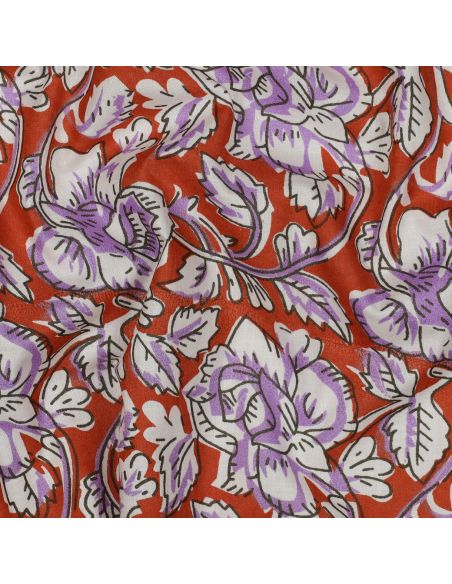 Tecido de algodão indiano block print Jasmine - Terracota