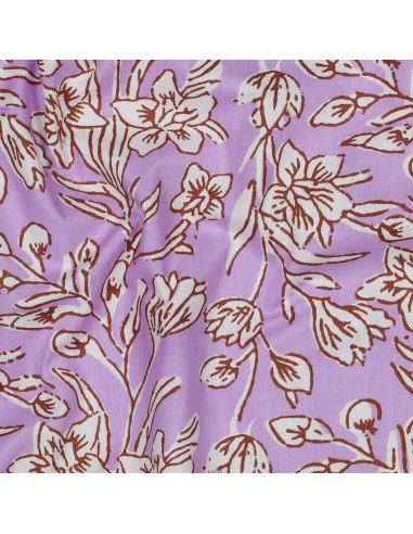 Tecido de algodão indiano block print Kirine - Lilás