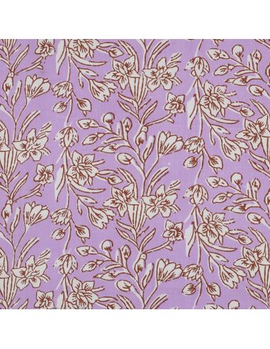 Tecido de algodão indiano block print Kirine - Lilás