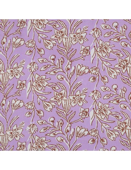 Tecido de algodão indiano block print Kirine - Lilás