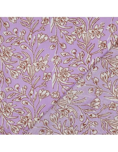 Tecido de algodão indiano block print Kirine - Lilás