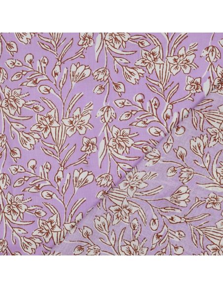 Tecido de algodão indiano block print Kirine - Lilás