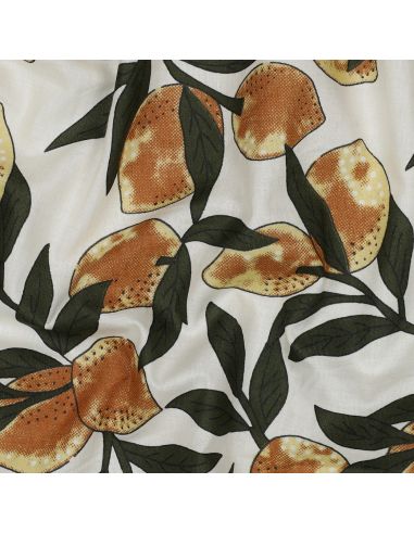 Tecido de algodão indiano block print Limões - Folhas verdes