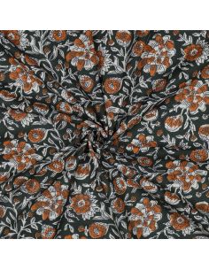 Tecido de algodão indiano block print Myrène - Verde