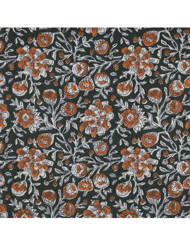 Tecido de algodão indiano block print Myrène - Verde