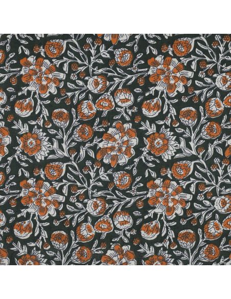Tecido de algodão indiano block print Myrène - Verde