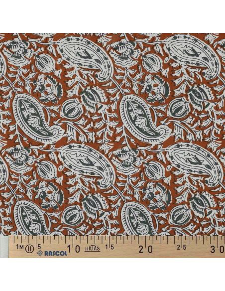 Tecido de algodão indiano block print Nalini - Cognac