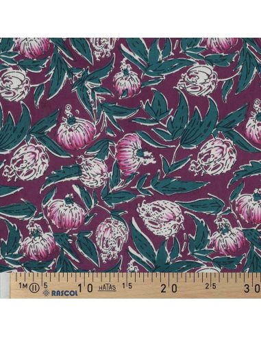 Tecido de algodão indiano block print Serina - Berinjela