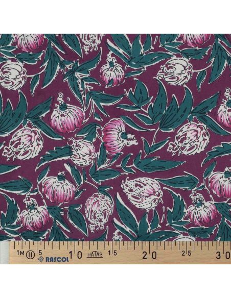 Tecido de algodão indiano block print Serina - Berinjela