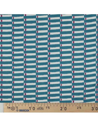 Tecido de algodão indiano block print Indra - Azul petróleo