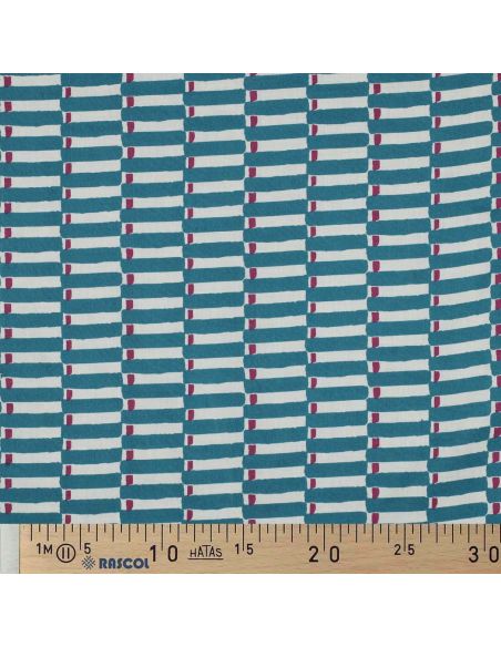 Tecido de algodão indiano block print Indra - Azul petróleo