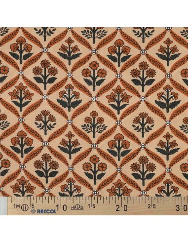 Tecido de algodão indiano block print Solenne - Cobre