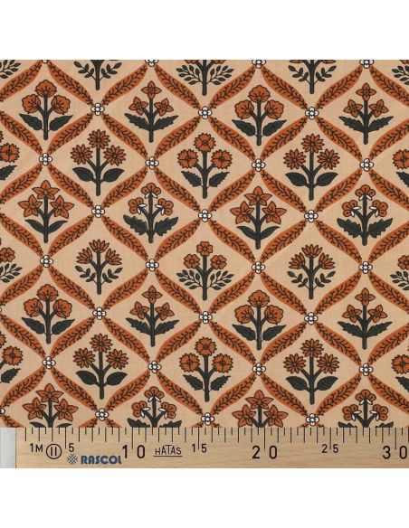 Tecido de algodão indiano block print Solenne - Cobre