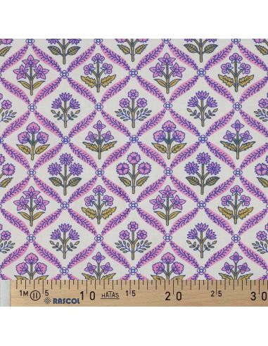 Tecido de algodão indiano block print Solenne - Rosa