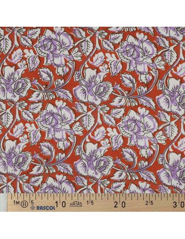 Tecido de algodão indiano block print Jasmine - Terracota