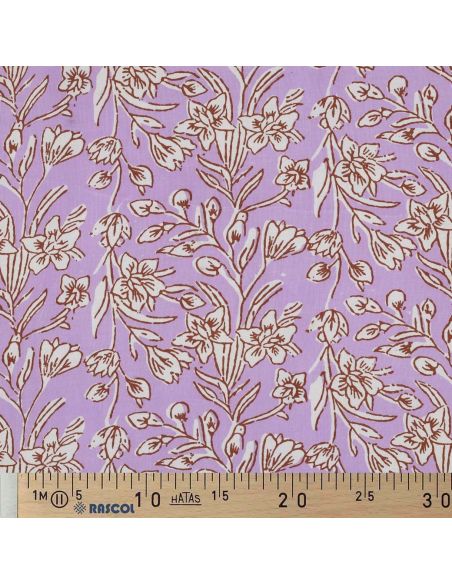 Tecido de algodão indiano block print Kirine - Lilás