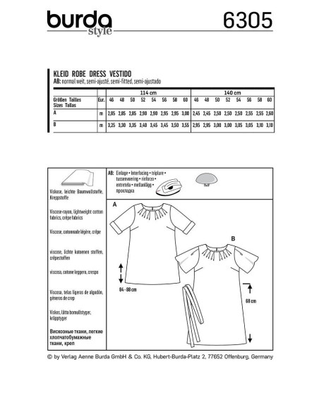Molde de vestido - Burda 6305