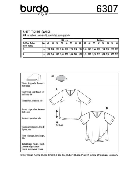 Molde de t-shirt - Burda 6307