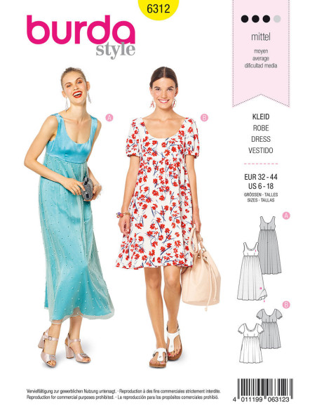 Molde de vestido - Burda 6312