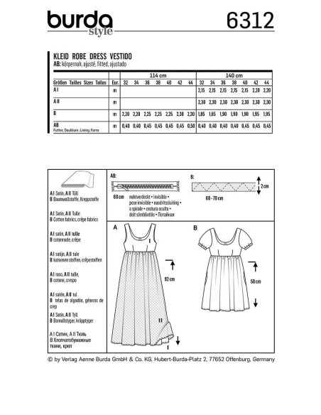 Molde de vestido - Burda 6312
