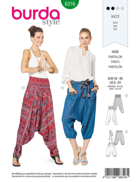 Molde de calça - Burda 6316