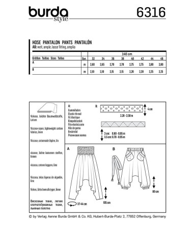 Molde de calça - Burda 6316