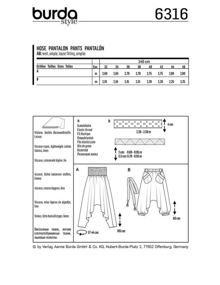 Molde de calça - Burda 6316