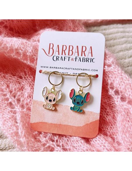 Conjunto de 2 marcadores de malha - Stitch & Angel