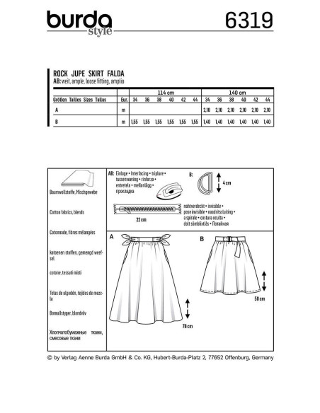 Molde de saia - Burda 6319