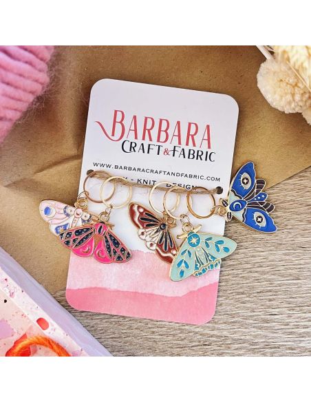 Conjunto de 5 marcadores de malha - Borboleta colorida