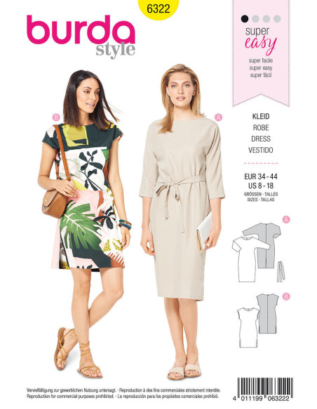 Molde de vestido - Burda 6322