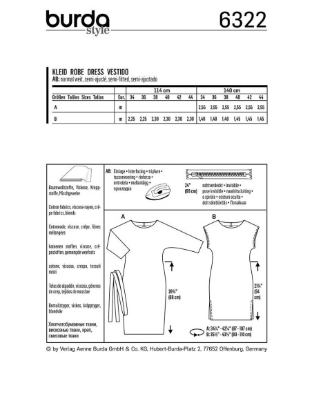 Molde de vestido - Burda 6322