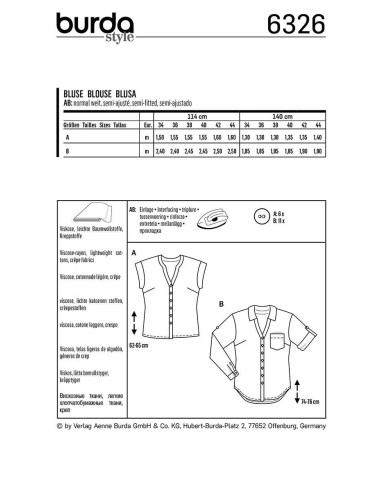 Molde de blusa - Burda 6326