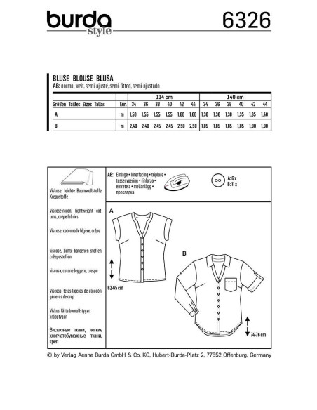 Molde de blusa - Burda 6326